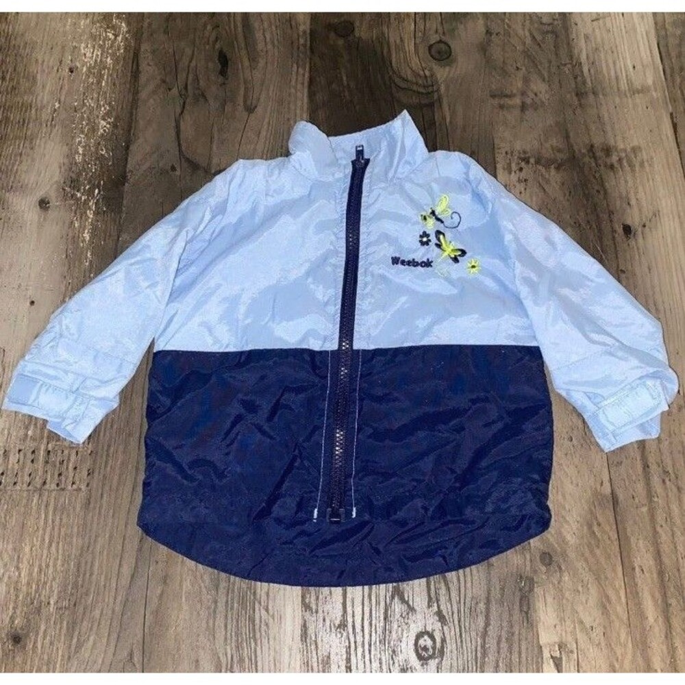 Vintage Weebok by Reebok Baby Girls Windbreaker Jacket Size 12m Two Toned Blue